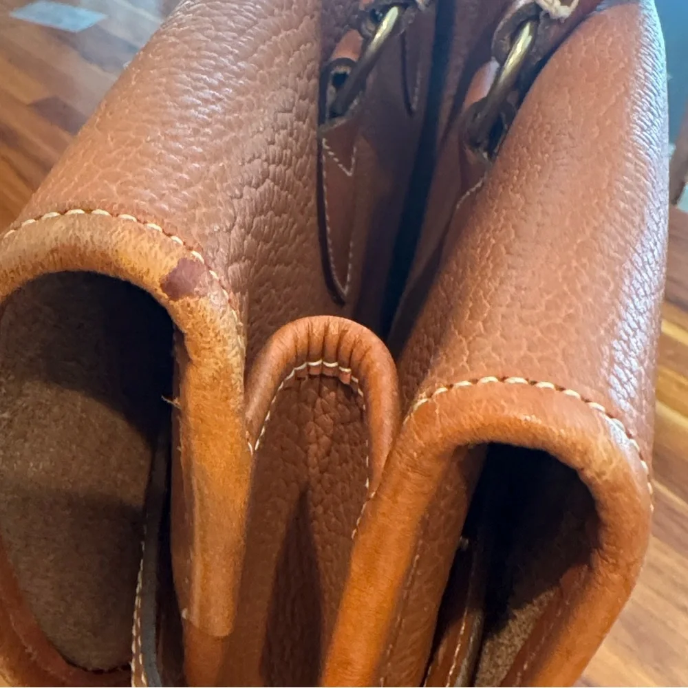 Vintage camel colored Dooney and Bourke all weather leather briefcase/laptop bag